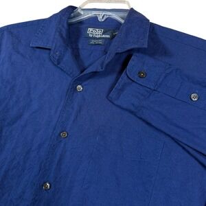 Polo Ralph Lauren Mens Medium Chapman Blue Floral Button Up Shirt